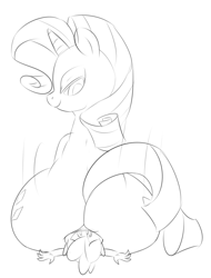 Size: 1172x1544 | Tagged: questionable, artist:digitaldomain123, rarity, spike, butt, dragon, duo, duo male and female, edit, facesitting, facesitting on spike, female, foalcon, g4, imported from derpibooru, male, monochrome, plot, pony, rearity, ship:sparity, shipping, squishy, straight