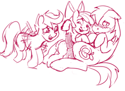 Size: 2000x1453 | Tagged: explicit, artist:crade, apple bloom, scootaloo, apple bloom's bow, applecest, balls, big macintosh, blushing, bow, earth pony, female, femdom, flying, foalcon, foaldom, g4, hair bow, horsecock, imminent foalcon, imported from derpibooru, incest, laughing, looking away, male, malesub, monochrome, not actually small, nudity, open mouth, penis, pony, raised hoof, scootaloo can fly, simple background, sketch, small penis humiliation, smiling, stallion, straight, submissive, white background