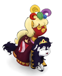 Size: 935x1148 | Tagged: explicit, anonymous artist, coat of arms, colt, colt on filly, crown, drool, feather, female, filly, foal, foalcon, hood, ico, ico el caballito valiente, ico the brave little horse, imported from derpibooru, jewelry, male, pencil drawing, pony, preciosa, regalia, sex, straight, traditional art