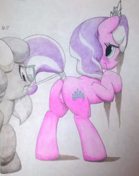 Size: 983x1250 | Tagged: explicit, artist:ajin, artist:charlescaw, diamond tiara, silver spoon, butt, cute, cute porn, diamond buttiara, earth pony, female, females only, filly, foal, foalcon, g4, glasses, imported from derpibooru, nudity, plot, pony, tail wrap, traditional art, vulva