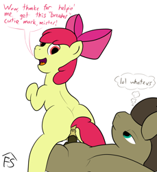 Size: 1280x1400 | Tagged: explicit, artist:fapshack, apple bloom, oc, oc:theotakux, 30 minute art challenge, anus, blank flank, female, filly, foal, foalcon, g4, implied impregnation, imported from derpibooru, male, missing cutie mark, nudity, penetration, ponut, pony, sex, shipping, stallion on filly, straight, this will end in pregnancy, vagina, vaginal