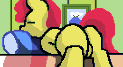 Size: 560x308 | Tagged: explicit, artist:php106, apple bloom, adorabloom, animated, bed, bloom butt, butt, cute, cute porn, female, filly, foal, foalcon, g4, gif, hoofing self, imported from derpibooru, masturbation, pixel art, solo, solo female, vaginal hoofing, vaginal masturbation
