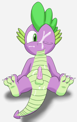 Size: 2443x3880 | Tagged: explicit, artist:foxkai, spike, anus, cum, cum on body, dragon, erection, facial, foalcon, g4, high res, imported from derpibooru, male, nudity, penis, solo, solo male, spread legs, spreading