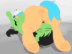 Size: 2592x1944 | Tagged: explicit, oc, oc:anon, oc:filly anon, oc:little league, 69 position, anus, artist needed, butt, cunnilingus, cutie mark, eyes closed, female, filly, filly on filly, fluffy, foal, foalcon, hat, hooves, imported from derpibooru, lesbian, nudity, oc only, oral, plot, sex, tongue out, vagina