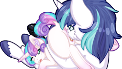 Size: 1280x723 | Tagged: explicit, artist:quasarmi, princess flurry heart, shining armor, alicorn, anus, butt, cunnilingus, father and child, father and daughter, female, foalcon, g4, genitals, imported from derpibooru, incest, infidelity, male, nudity, older, oral, plot, pony, sex, ship:flurryarmor, shipping, straight, vaginal secretions, vulva