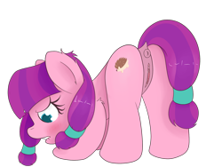 Size: 1600x1200 | Tagged: explicit, artist:zlight, anatomically incorrect, anus, blushing, female, foalcon, g4, imported from derpibooru, lily longsocks, nudity, pony, presenting, solo, solo female, upside-down vulva, vulva