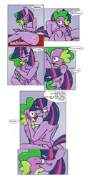 Size: 1458x2904 | Tagged: explicit, artist:nessvii, spike, twilight sparkle, comic:friends with benefits, anthro, anthro dragon, ass, big breasts, blushing, breasts, busty twilight sparkle, butt, cleavage, comic, crying, defloration, dragon, female, foalcon, friends with benefits, g4, huge breasts, imported from derpibooru, kissing, male, nudity, older, older spike, sex, ship:twispike, shipping, sideboob, straight, tears of pain, tears of pleasure, twibutt