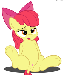Size: 4217x5000 | Tagged: explicit, artist:an-tonio, apple bloom, absurd resolution, anus, bedroom eyes, bloom butt, butt, clitoris, derpibooru exclusive, earth pony, female, filly, foal, foalcon, g4, imported from derpibooru, nudity, plot, pony, presenting, show accurate, show accurate porn, solo, solo female, vulva, vulvar winking