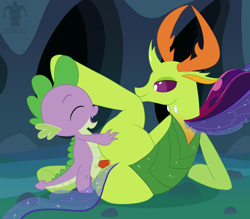 Size: 1500x1315 | Tagged: explicit, artist:blargsnarf, spike, age difference, anal, balls, bedroom eyes, bugbutt, butt, changedling, changeling, colt, colt on stallion, dead source, dragon, dragon dick, foal, foalcon, g4, gay, imported from derpibooru, king thorax, male, my little pony: friendship is magic, nudity, penetration, penis, pony, sex, ship:thoraxspike, shipping, size difference, stallion, thorass, thorax, to where and back again