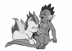 Size: 3507x2480 | Tagged: explicit, artist:exelzior, spike, blowjob, blushing, colt, dragon, eyes closed, foal, foalcon, g4, gay, high res, imported from derpibooru, male, monochrome, nudity, oral, pegasus, penis, pony, rumble, sex, ship:rumblespike, sketch, young