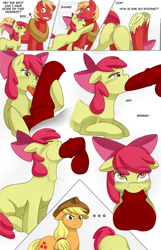 Size: 559x868 | Tagged: explicit, artist:jonfawkes, editor:hungryhorseesquire, apple bloom, applejack, comic:applejack's dessert, annoyed, anus, applecest, big macintosh, blowjob, brother and sister, butt, caught, color edit, colored, comic, deepthroat, earth pony, edit, female, filly, foal, foalcon, foaldom, g4, imported from derpibooru, incest, looking at you, male, mare, nudity, oral, penis, plot, ponut, pony, sex, ship:macbloom, shipping, siblings, stallion, straight, throat bulge, vulva