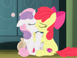 Size: 2560x1920 | Tagged: explicit, artist:dtcx97, apple bloom, sweetie belle, anatomically correct, anus, apple bloom's bow, bow, clitoris, cutie mark, dark genitals, dock, drool, duo, duo female, earth pony, female, females only, filly, filly on filly, foal, foalcon, g4, hair bow, imported from derpibooru, kiss on the lips, kissing, lesbian, making out, nudity, ponut, pony, sex, ship:sweetiebloom, shipping, sloppy kissing, the cmc's cutie marks, unicorn, vaginal secretions, vulva, vulvar winking