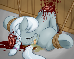 Size: 1250x1000 | Tagged: explicit, grimdark, grotesque, artist:fearingfun, silver spoon, abuse, autocunnilingus, blood, bondage, crying, cunnilingus, death, decapitated, earth pony, edgy, evil, fearcomesnaturally, female, fetish, filly, foal, foalcon, g4, gore, guro, imported from derpibooru, incontinence, masturbation, murder, nightmare fuel, nudity, oral, pony, rope, rope bondage, severed head, sex, snuff, solo, solo female, spoonabuse, urine, vulva, watersports