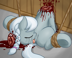 Size: 1250x1000 | Tagged: explicit, grimdark, grotesque, artist:fearingfun, silver spoon, abuse, autocunnilingus, blood, bondage, crying, cunnilingus, death, decapitated, earth pony, fearcomesnaturally, female, foalcon, g4, gore, guro, imported from derpibooru, masturbation, nudity, oral, pony, rope, rope bondage, severed head, sex, snuff, solo, solo female, spoonabuse, underhoof, vaginal secretions, vulva