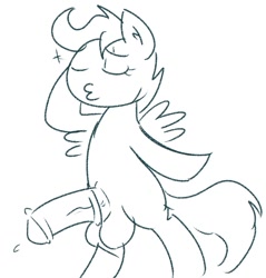 Size: 673x703 | Tagged: explicit, scootaloo, artist needed, balls, bipedal, fabulous, foalcon, futa, futa scootaloo, g4, imported from derpibooru, intersex, monochrome, nudity, penis, pony, precum, sketch, solo, solo futa