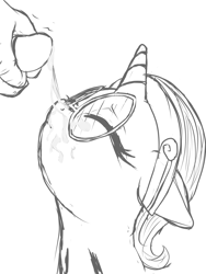 Size: 3072x4096 | Tagged: explicit, artist:littlenaughtypony, oc, oc:nyx, alicorn, alicorn oc, cum, cum on glasses, eyes closed, facial, female, filly, floppy ears, foal, foalcon, glasses, high res, human, human male, human male on filly, human on pony action, imported from derpibooru, interspecies, lineart, looking up, male, masturbation, nudity, oc only, penis, pony, sketch, straight