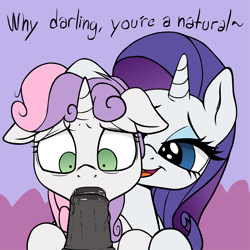 Size: 1802x1802 | Tagged: explicit, grimdark, artist:coinpo, rarity, sweetie belle, abuse, assisted blowjob, bedroom eyes, blowjob, derpibooru exclusive, drool, female, ffm threesome, floppy ears, foalcon, forced, g4, group sex, holding head, horsecock, imported from derpibooru, incest, male, nudity, open mouth, oral, penis, pony, rape, rape by proxy, rarity raping sweetie belle, sex, sex education, siblings, sisters, smiling, straight, sweetie rape, teaching, threesome, traumatized, unicorn, wide eyes