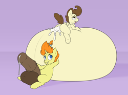 Size: 5000x3705 | Tagged: explicit, artist:stunnerpone, absurd resolution, ahegao, balls, balls on floor, belly, belly bed, big balls, big belly, big penis, brother and sister, cakecest, colt, cum, cum belly, cum inflation, derpibooru exclusive, excessive cum, female, foal, foalcon, futa, futa filly, futa filly on colt, futa on male, futa pumpkin cake, g4, horsecock, hyper, hyper penis, implied anal orgasm, imported from derpibooru, impossibly large balls, impossibly large belly, impossibly large penis, impossibly productive balls, incest, inflation, intersex, male, nudity, open mouth, penis, pound cake, pumpkin cake, shipping, siblings, tongue out