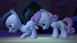 Size: 1920x1080 | Tagged: explicit, artist:cryotimberwolf, sweetie belle, 3d, anal, balls, female, female on male, filly on colt, foalcon, g4, horn, horn penetration, imported from derpibooru, male, nudity, penetration, penis, rumble, sex, ship:rumbelle, shipping, straight