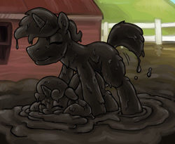 Size: 2048x1681 | Tagged: explicit, artist:smudge proof, oc, oc:sweetwater, age difference, covered in mud, female, filly, foal, foalcon, imported from derpibooru, male, mud, mud bath, oc only, pig pen, pony, sex, sloppy seconds, stallion, stallion on filly, straight, wet and messy