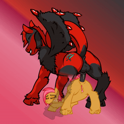 Size: 800x800 | Tagged: explicit, artist:momoiro-kun, babs seed, oc, anal, animated, canon x oc, crotch bulge, edgy, foalcon, g4, gif, imported from derpibooru, male, nudity, penetration, penis, pony, sex, shipping, straight