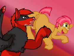 Size: 960x720 | Tagged: explicit, artist:momoiro-kun, babs seed, oc, animated, canon x oc, cunnilingus, edgy, foalcon, g4, gif, imported from derpibooru, oral, pony, sex, shipping