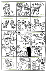 Size: 2110x3231 | Tagged: grimdark, questionable, artist:duop-qoub, twilight sparkle, oc, oc:anon, oc:filly anon, age regression, alicorn, black bars, comic, crying, discord, draconequus, engrish, female, filly, foal, foalcon, funny, g4, greentext, high res, illusion, implied foalcon, implied rape, implied sex, imported from derpibooru, licking, licking lips, magic, mare, no, pony, rape, sex, softcore, text, tongue out, transformation, transgender transformation, wtf