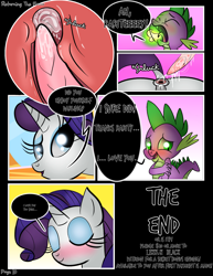 Size: 1275x1650 | Tagged: explicit, artist:lennonblack, rarity, spike, comic:returning the favor, afterglow, aftersex, ahegao, anal, anal creampie, anus, blushing, comic, creampie, cum, cum in uterus, cumming, dark genitals, dialogue, dock, dragon, dragonfire, dripping, dripping cum, eyes closed, female, foalcon, g4, gaping, gaping anus, genitals, glazed dick, green fire, i love you, imported from derpibooru, internal cumshot, looking away, looking up, male, nudity, open mouth, orgasm, penetration, penis, ponut, pony, sex, ship:sparity, shipping, smiling, speech bubble, straight, the end, unicorn, uterus, vulva, wingless spike, x-ray