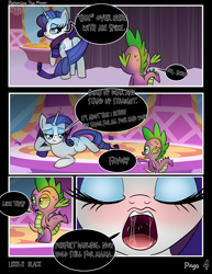 Size: 1275x1650 | Tagged: explicit, artist:lennonblack, rarity, spike, comic:returning the favor, blushing, butt, comic, dialogue, dragon, erection, eyes closed, female, foalcon, g4, imminent blowjob, imminent oral, imminent sex, imported from derpibooru, male, mare, maw, nudity, open mouth, penis, plot, pony, ship:sparity, shipping, speech bubble, straight, sultry pose, unicorn