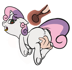 Size: 1335x1298 | Tagged: explicit, artist:mostazathy, sweetie belle, anus, color edit, colored, edit, female, filly, fingering, foal, foalcon, g4, heart eyes, human, human male, human male on filly, human on pony action, imported from derpibooru, insertion, internal, interspecies, male, nudity, ponut, pony, straight, sweetie butt, underhoof, vagina, wingding eyes