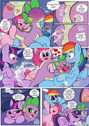 Size: 1771x2508 | Tagged: explicit, artist:kyokimute, applejack, pinkie pie, rainbow dash, rarity, spike, twilight sparkle, comic:to all my fans..., ahegao, alicorn, anal creampie, anus, ass, blushing, butt, comic, creampie, cum, cum fart, cumming, earth pony, faic, female, femdom, foalcon, g4, imported from derpibooru, mare, nudity, open mouth, pegasus, plot, pony, raised tail, tail, unicorn, vulva