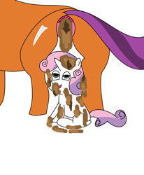 Size: 1568x1900 | Tagged: explicit, grotesque, artist:amateur-draw, sweetie belle, oc, 1000 hours in ms paint, anus, female, filly, foal, foalcon, g4, imported from derpibooru, living toilet, ms paint, nudity, pony, poop, pooping, scat, sitting, unicorn