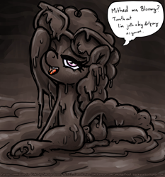 Size: 3753x4033 | Tagged: explicit, artist:smudge proof, anus, covered in mud, earth pony, female, foalcon, food, g4, glasses, imported from derpibooru, insertion, lisp, looking at you, mud, nudity, pony, sketch, solo, solo female, speech bubble, text, this will end in yeast infection, twist, vagina, wet and messy