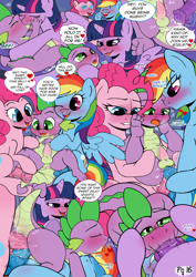 Size: 2125x3009 | Tagged: explicit, artist:kyokimute, pinkie pie, rainbow dash, spike, twilight sparkle, comic:to all my fans..., :>=, abdominal bulge, alicorn, anal, anal creampie, anus, ass to mouth, blowjob, comic, creampie, cum, cum inflation, dialogue, double anal, double penetration, earth pony, flared, foalcon, futa, futa on male, futa pinkie pie, futa rainbow dash, futa twilight sparkle, g4, gaping, gaping anus, heart, heart eyes, high res, horsecock, imported from derpibooru, inflation, intersex, kiss on the lips, kissing, legs in air, lip bite, lube, male, messy, multiple anal, multiple penetration, nudity, oral, panting, pegasus, penetration, penis, pony, pony on dragon action, sex, ship:twispike, shipping, spitroast, sweat, threesome, urethra, wingding eyes