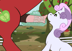 Size: 450x323 | Tagged: explicit, artist:animatroxx, sweetie belle, animated, big macintosh, blowjob, cum, cum in mouth, deepthroat, earth pony, foalcon, g4, gif, imported from derpibooru, male, nudity, oral, penis, pony, sex, ship:sweetiemac, shipping, stallion, straight