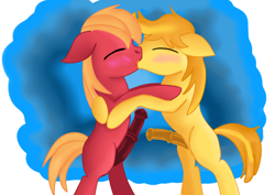 Size: 3504x2480 | Tagged: explicit, artist:jbond, applecest, big macintosh, bipedal, blushing, braeburn, colt, colt big macintosh, colt on colt, cousin incest, cousins, duo, earth pony, erection, everypony's gay for braeburn, eyes closed, foal, foalcon, g4, gay, high res, imported from derpibooru, incest, kiss on the lips, kissing, looking pleasured, male, nudity, penis, pony, reverse foalcon, simple background, younger