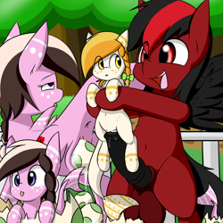 Size: 1500x1500 | Tagged: explicit, artist:rice, oc, oc:ashee, oc:red pone, babycon, bad parenting, cock riding, egg, father and child, father and daughter, female, filly, foal, foalcon, hatchling, imminent penetration, imminent sex, imminent snu snu, implied shiny pokemon, imported from derpibooru, incest, male, newborn, nudity, oc only, original species, oviposition, penis, red and black oc, sex, shark pony, size difference, stallion on filly, straight