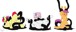 Size: 2800x1200 | Tagged: explicit, artist:cold-blooded-twilight, artist:teraspell, apple bloom, scootaloo, sweetie belle, all three filled, anal, anal creampie, anus, armpits, ass up, bedroom eyes, belly button, bloom butt, blushing, bondage, butt, creampie, cum, cum in mouth, cum on butt, cutie mark crusaders, derpibooru exclusive, double penetration, drool, earth pony, edit, female, filly, foal, foalcon, g4, imported from derpibooru, legs in air, multiple penetration, nudity, oral, oral creampie, pegasus, penetration, plot, pony, restrained, scootatentacles, sex, shadow, spread legs, spreading, sweetie butt, sweetietentacles, tentabloom, tentacle blowjob, tentacle bondage, tentacle porn, tentacles, tentacles on female, tentacles on filly, triple penetration, unicorn, vaginal, vaginal creampie, vulva, wall of tags