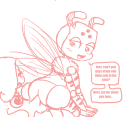 Size: 640x600 | Tagged: explicit, artist:ficficponyfic, oc, oc:emerald jewel, amulet, balls, bipedal, child, colt, colt quest, cyoa, earth pony, foal, foalcon, hair over one eye, hand, heart, imported from derpibooru, insect, interspecies, lidded eyes, male, moaning, monochrome, nudity, oc only, penis, pony, riding, sex, story included, wasp, wings