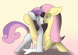 Size: 3421x2413 | Tagged: explicit, artist:mackstack, fluttershy, sweetie belle, balls, big balls, cum, dead source, drool, drool string, excessive cum, foalcon, french kiss, futa, futa on female, futa sweetie belle, g4, high res, imported from derpibooru, impossibly large balls, intersex, kissing, nudity, penetration, sex, too hot for putin, vaginal