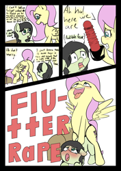 Size: 1000x1414 | Tagged: explicit, semi-grimdark, artist:happy harvey, fluttershy, oc, oc:anon, oc:filly anon, ahegao, ass up, babysitting, bedroom eyes, blushing, bottom, butt, colored, comic, crying, descriptive noise, dialogue, dildo, dock, earth pony, eyes rolling back, fear, female, female on female rape, filly, flutterrape, foal, foal abuse, foalcon, foalsitter, foalsitting, g4, grin, heart eyes, imported from derpibooru, lesbian, mare, mare on filly, meme, moan, moaning, moaning in pleasure, open mouth, pegasus, phone drawing, plot, pony, presenting, rape, rapeface, sex, sex toy, shaking, shivering, smiling, spread wings, strapon, tongue out, trembling, trunk, wingboner, wingding eyes, wings