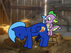 Size: 1536x1152 | Tagged: explicit, artist:sportifli, spike, oc, oc:sportifli, age difference, anal fisting, barn, canon x oc, cum, dragon, dragon on pony action, fisting, foalcon, g4, gay, imported from derpibooru, interspecies, lazytown, male, nudity, op wants attention, pegasus, penis, pony, sex, sportacus, stallion
