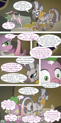 Size: 640x1280 | Tagged: explicit, artist:syoee b, spike, comic:initiations, anus, bedroom eyes, blushing, butt, clitoris, comic, cum, cum in container, cum in mouth, dark genitals, dialogue, dragon on zebra action, dripping, dripping cum, excessive cum, foalcon, g4, gaping, gaping vagina, growth, heart, imminent sex, imported from derpibooru, interspecies, looking at each other, looking at you, looking back, looking back at you, male, not rhyming, nudity, penis, penis expansion, plot, presenting, presenting pussy, raised tail, ship:spicora, shipping, smiling, spread legs, spread pussy, spreading, straight, tail, tail aside, vagina, vulva, vulvar winking, zebra, zecora, zecora's hut