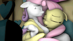 Size: 690x388 | Tagged: explicit, artist:baked, fluttershy, sweetie belle, 3d, anal, animated, balls, foalcon, futa, futa fluttershy, futa on female, futa on filly, g4, gif, imported from derpibooru, intersex, loop, nudity, penetration, penis, sex, ship:flutterbelle, shipping, source filmmaker, too hot for putin, wip
