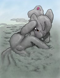 Size: 3000x3874 | Tagged: explicit, artist:saara, artist:taral wayne, apple bloom, clay, covered in mud, dirty, female, filly, foal, foalcon, g4, high res, imported from derpibooru, messy, muck, mud, mud bath, nudity, presenting, solo, solo female, vagina, wet and messy