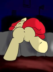 Size: 545x733 | Tagged: questionable, artist:php106, apple bloom, anus, bedroom, behind, butt, female, foalcon, g4, genitals, imported from derpibooru, nudity, plot, pony, simplistic anus, simplistic vulva, solo, solo female, vulva