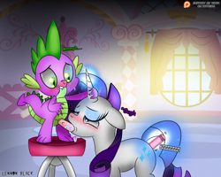 Size: 1000x800 | Tagged: explicit, artist:lennonblack, rarity, spike, age difference, anal insertion, blowjob, blushing, dragon, female, foalcon, g4, horn, hornjob, imported from derpibooru, insertion, magic, male, mare, masturbation, nudity, oral, penis, pony, sex, sex toy, ship:sparity, shipping, straight, unicorn, vibrator