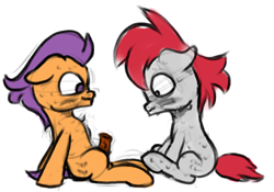 Size: 1241x868 | Tagged: explicit, colt, colt on colt, foal, foalcon, g4, gay, imported from derpibooru, male, pony, pony on pony action, reverse foalcon, ship:tendertracks, tender taps, train tracks (g4)