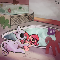 Size: 2000x2000 | Tagged: explicit, artist:ratiodaze, oc, oc:whisper, anus, balls, cunnilingus, dock, foalcon, frog (hoof), high res, imported from derpibooru, molestation, nudity, oc only, oral, sex, swimming pool, underhoof, vulva