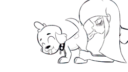 Size: 540x304 | Tagged: explicit, artist:fbertu, spike, twilight sparkle, 180 penis, animated, balls, bestiality, blowjob, blushing, breasts, bust, canine penis, collar, creampie, cum, cum in mouth, dog, dog collar, drool, duo, equestria girls, female, foalcon, g4, gif, human, human female, human on dog action, humanized, imported from derpibooru, interspecies, knot, knotted penis, male, monochrome, nudity, oral, oral creampie, penis, portrait, sex, ship:twispike, shipping, smug, spike gets all the equestria girls, spike the dog, spike's dog collar, straight, tongue out